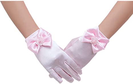 Short Flower Girls Gloves for Wedding Satin Gloves for Girls Princess Gloves