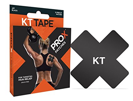 KT TAPE PRO X Kinesiology Tape, Elastic Sport Patches, 15 Pack, Jet Black