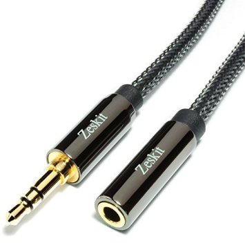 Zeskit 12' Premium Audio Cable - 3.5mm, Braided Nylon Stereo Audio Cable (Male to Female)