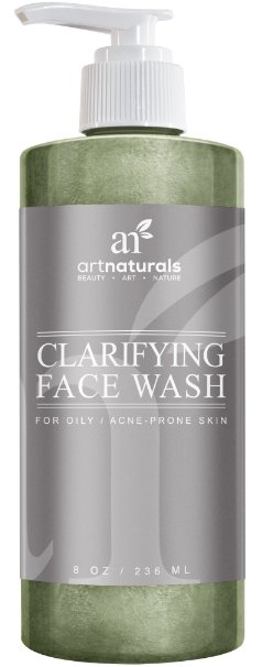 Art Naturals Clarifying Acne Face Wash 8oz- Deep Cleansing & Exfoliation of Acne, Blackheads and Pimples Infused With Cucumber & Aloe for Added Hydration. For all Skin Types for Men & Women.