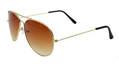 ASVP Shop® Gold Brown Aviator Sunglasses & Cloth Case Uv400 Designer Mens Ladies Shades