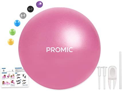 PROMIC 9 Inch Mini Exercise Ball Yoga Pilates Ball, Anti-Burst Physical Therapy Ball, Great for Barre, Stretches, Balance, Core Strength and Abdominal Workouts(Home, Gym, Office, Travel)