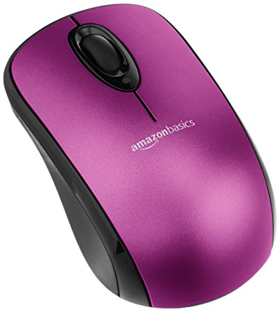 AmazonBasics Wireless Mouse with Nano Receiver - Purple