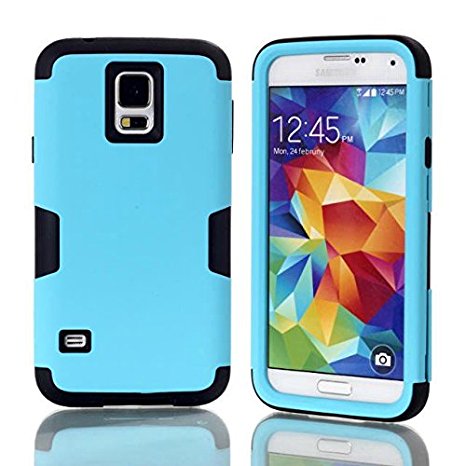 Galaxy S5 Case,S5 Case,#Uncle.Y High Impact Hybrid Soft Silicone   Hard Plastic Bumper Case Pure Pattern For Guys For Samsung Galaxy S5 I9600 Blue Black
