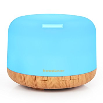 InnoGear 500ml Aromatherapy Essential Oil Diffuser Cool Mist Humidifier Waterless Auto Shut-off with 4 Timers and 7 LED Color Changing Lights