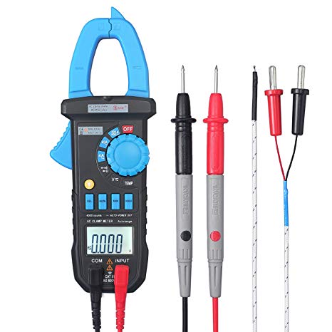 Clamp Meter Neoteck 4000 Counts Auto-Ranging Digital Multimeter 600V AC/DC Clamp Tester with Temperature Function for AC/DC Voltage AC Current Resistance Capacitance Frequency Diode Continuity Test