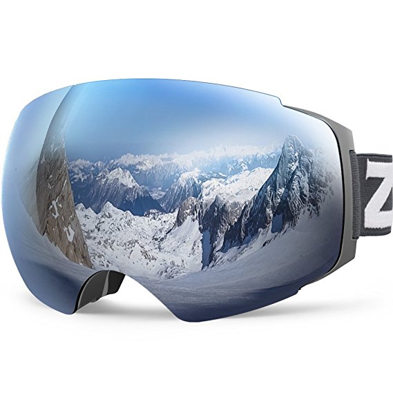 Zionor X4 Ski Snowboard Snow Goggles Magnet Dual Layers Lens Spherical Design Anti-fog UV Protection Anti-slip Strap for Men Women