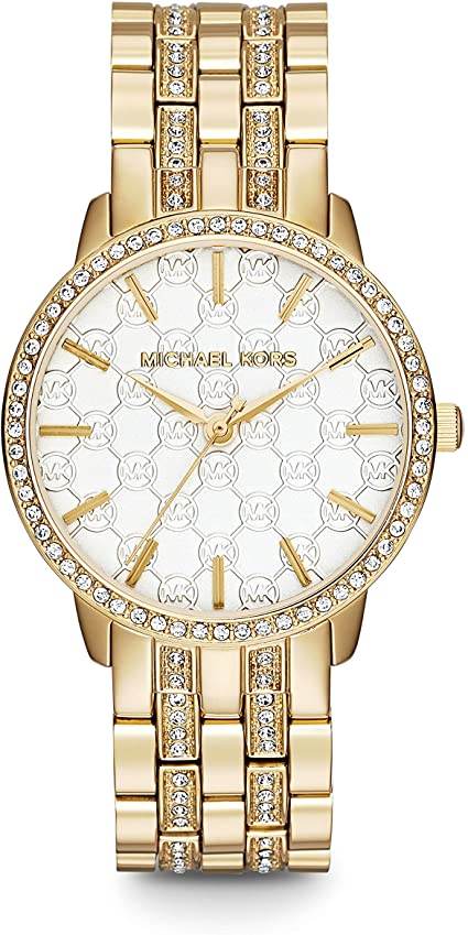 Michael Kors Women's Lady Nini Watch, Three Hand Quartz Movement with Crystal Bezel and White Logo dial