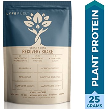 Vegan 25 Gram Protein Powder Drink Mix by LyfeFuel, Post Workout Raw Plant Based Shake Supports Muscle Growth & Recovery for Men and Women (Vanilla Chai) 1 lb Bag