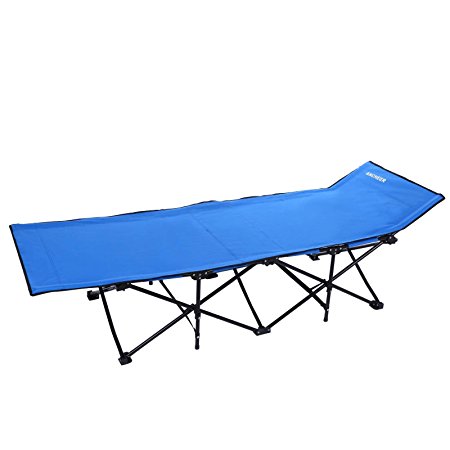 Ancheer Camping Cot Portable Folding Beach Bed -260lbs Capacity-with High Strength Steel and Breathable Polyester Fabric - Free Storage Bag Included