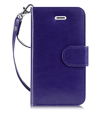 iPhone SE Case, FYY [Top-Notch Series] Premium PU Leather Wallet Case Protective Cover for Apple iPhone SE (2016 Release)/5S/5 Purple