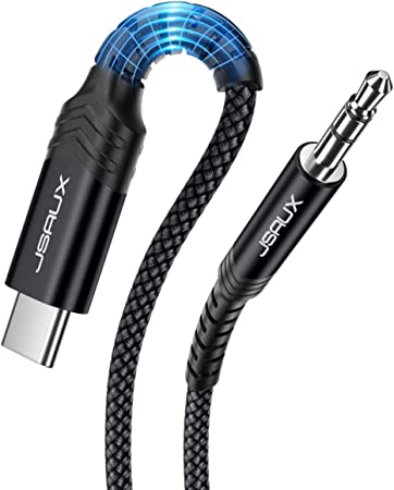 JSAUX USB C to 3.5mm Audio Aux Jack Cable[3.3ft], USB Type C to 3.5mm Headphone Stereo Cord Car Compatible with iPad Pro 2018 Google Pixel 2 3 XL, Samsung Galaxy S21 S20 Ultra Note 20 10 Plus-Black