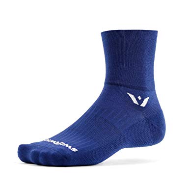 Swiftwick- ASPIRE FOUR | Socks Built for Trail Running & Cycling | Fast Drying, Firm Compression Crew Socks