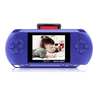 Handheld Game Console,YANX Classic 16bit Portable Video Game Console Game Player With Two Cartidiges Built in 100  Games Christmas Halloween XMAS Birthday Gifts for Boy Kids Children-Blue