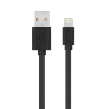 [Apple MFi Certified] Lightning To USB Cable Unique TangleFree Flat Style 4 Ft /1.2m Length Slim Connector Head for iPhone iPad Black by Chromo Inc