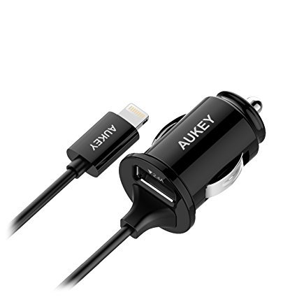 Aukey CC-C5 Car Charger with USB-A to MFI Lightning Cable