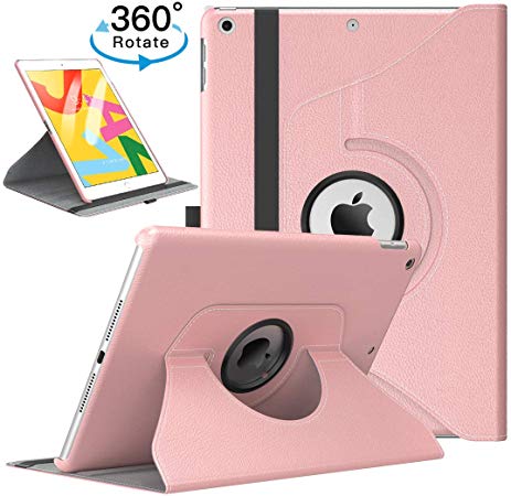 TiMOVO Case for New iPad 7th Generation 10.2" 2019, 360 Degree Rotating Stand Leather Protective Cover, Smart Swivel Case with Auto Sleep/Wake Fit iPad 10.2-inch Retina Display - Rose Gold