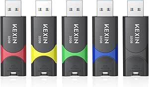 KEXIN 32GB Flash Drive 5 Pack 3.0 Thumb Drive USB Flash Drive USB 3.0 Memory Stick 32G Thumb Drives Jump Drive Data Storage (32GB, 5 Mixed Colors)