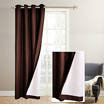 White Back Lining 50 by 84-Inch Grommet Blackout Window Curtain for Bedroom (One Panel, Chocolate )