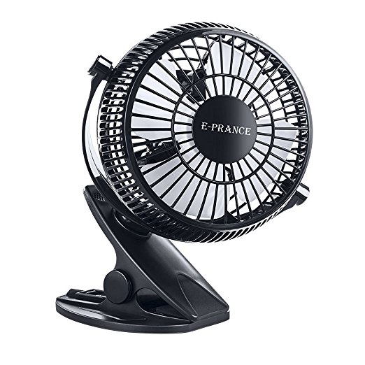 E-PRANCE Mini Clip Desk Fan,5" Portable Personal 2-Mode Speed Clip On & Stand Desk Table Shelf Plastic Fan, USB Powered by Computer/Power Bank/USB Charger Power Adapter, 360 Adjustable Silent Cooling Cooler for Stroller Home Office