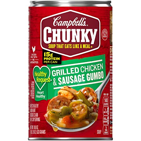 Campbell's Chunky Healthy Request Grilled Chicken & Sausage Gumbo, 18.8 oz. Can