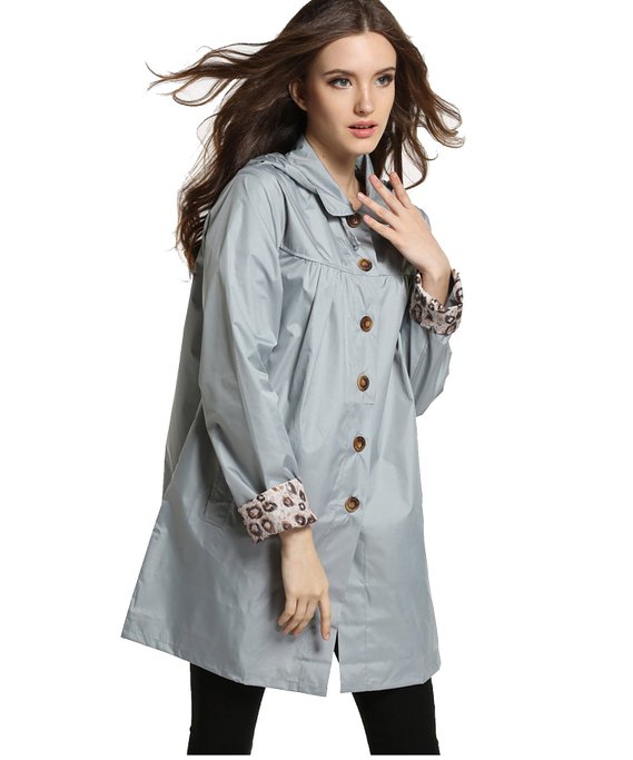 Encan Women's Classic Look Raincoat Hooded Waterproof Jacket