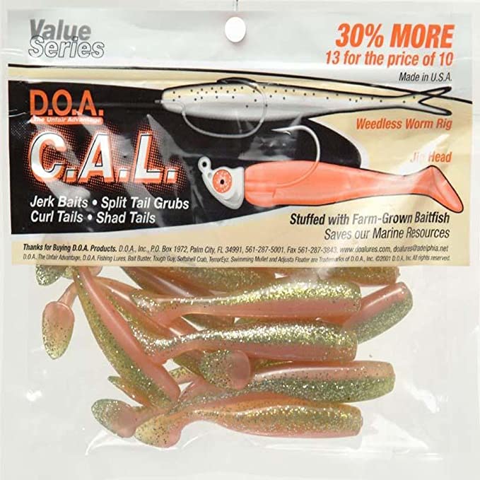DOA Fishing Lures C.A.L. Shad Tail, 3"