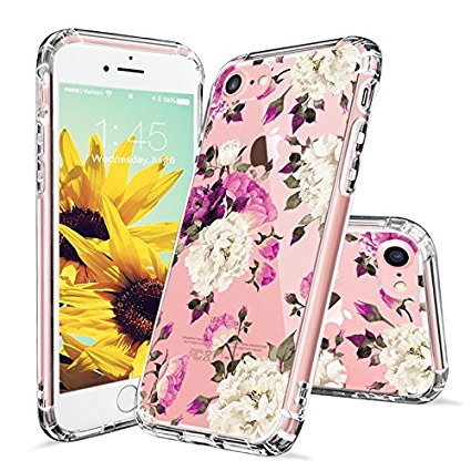 iPhone 7 Case, iPhone 8 Cover, MOSNOVO Floral Flower Blossom Pattern Printed Clear Design Transparent Hard Back Case with Soft TPU Bumper Protective Case Cover for iPhone 7 (2016) / iPhone 8 (2017)