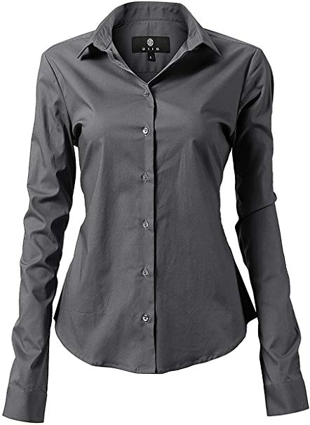 diig Dress Shirt for Women - Long Sleeve Women Tops Blouses, White Red XS M 2 XL