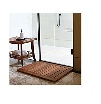 TeakStation Grade-A Teak Wood Rectangular Large 30"x24" Door / Shower/ Spa / Bath Floor Mat with Rounded Corners