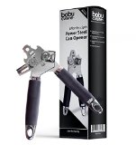 bobuCuisines Effortless Spin Power Steel Manual Can Opener - Non Slip Grip - Ergonomic and Comfortable Handle - Built to Last - Stylish and Classy Design