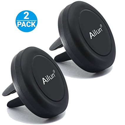 Car Phone Mount,by Ailun,Air Vent Magnetic Car Mount Holder,(2Packs)Universal for iPhone 7/6/6s Plus, Samsung Galaxy S7/S7 Edge, S6/S6 Edge  Galaxy Note 5 and ALL Other Smartphones and Tablets[BLACK]