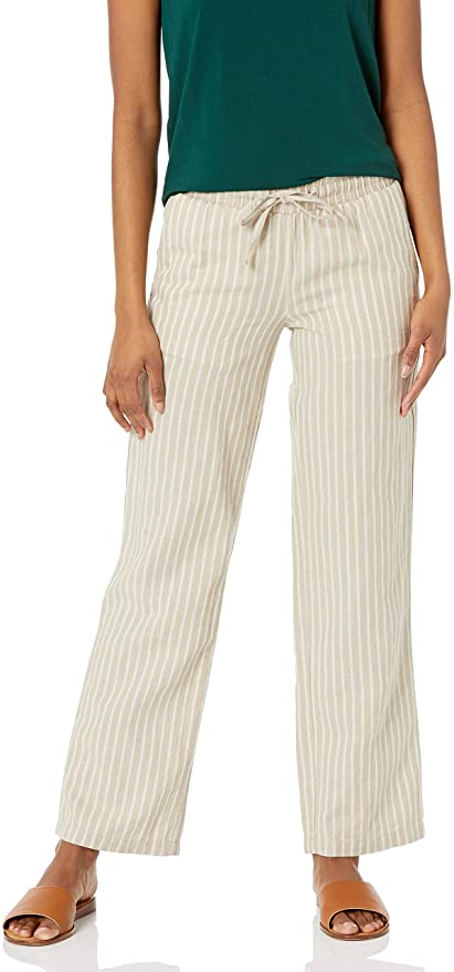 Amazon Essentials Women's Linen Blend Drawstring Wide Leg Pant