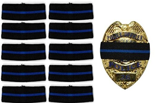 10-PACK Thin Blue Line Stripe Black Police Officer Badge Shield Funeral Honor Guard Mourning Band Strap 1/2"