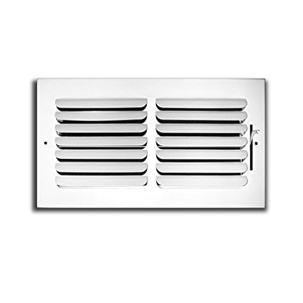 8"w X 4"h 2-Way-Horizontal FIXED CURVED BLADE AIR SUPPLY DIFFUSER - Vent Duct Cover - Grille Register - Sidewall or Cieling - High Airflow - White