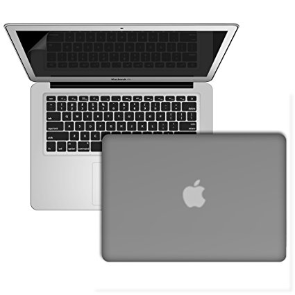 Macbook-Air-13-inch-Case, RiverPanda Lightweight Ultra Slim Rubberized Hard Cover With Keyboard Skin & Screen Protector for MacBook Air 13-Inch (A1369/A1466) - Grey
