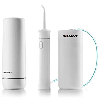 Professional Cordless Water Flosser Oral Irrigator, Belmint Water Jet Teeth Cleaner Portable Dental Floss. Great for Braces, Bridge and Gumline Brush, for Travel and Home Use, Comes 2 Nozzles