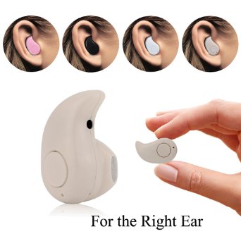 Right Ear Version Mini Wireless Invisible headphones Smallest PChero Wireless Earphones Earbuds headset with Mic For Most Bluetooth Smartphones Perfect for Using at Work Office - Coffee