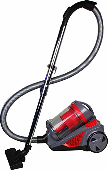 LIMITED TIME OFFER Ovente ST2620 Cyclonic Bagless Canister Vacuum with Hepa Filter, Multi-Angle Brush and Sofa/Pet Brush, Venetian Red