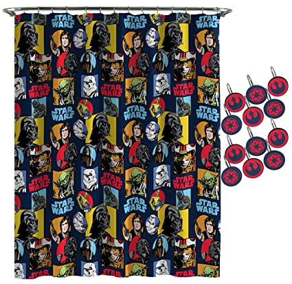 Jay Franco Star Wars Galactic Grid Shower Curtain & 12-Piece Hook Set