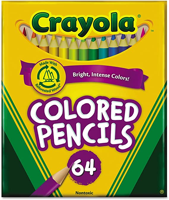 Crayola 683364 Colored Woodcase Pencil, HB, 3.3 mm, Assorted, 64/Pack