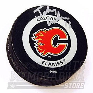 Johnny Gaudreau Calgary Flames Signed Autographed Official Game Hockey Puck