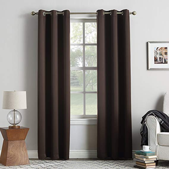 Sun Zero Easton Blackout Energy Efficient Grommet Curtain Panel, 40" x 84", Chocolate Brown