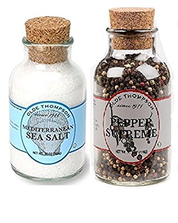 Olde Thompson 20-Ounce Mediterranean Sea Salt Crystals & 9.75-Ounce Pepper Supreme Whole Peppercorns