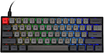 EPOMAKER GK61XS 60% RGB Hot Swappable Bluetooth Mechanical Keyboard with Split Spacebar, 1900mAh Battery, Fully Programmable for Gamers (Gateron Brown Switch, Grey Black)