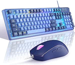 MageGee Gaming Keyboard and Mouse Combo, K1 RGB LED Backlit Keyboard with 104 Key Computer PC Gaming Keyboard for PC/Laptop (Blue)