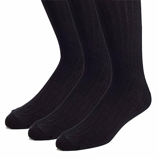 The Right Fit Men's Cotton Casual Work Ribbed Loafer Crew Style Dress Socks