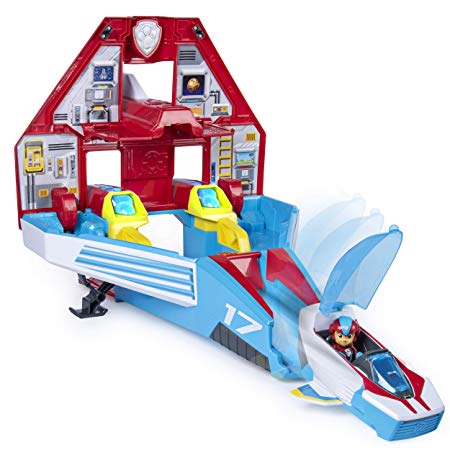 Paw Patrol, Super Paws, 2-in-1 Transforming Mighty Pups Jet Command Center with Lights and Sounds