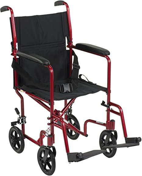 Drive Medical Lightweight Transport Wheelchair Red/19 Seat