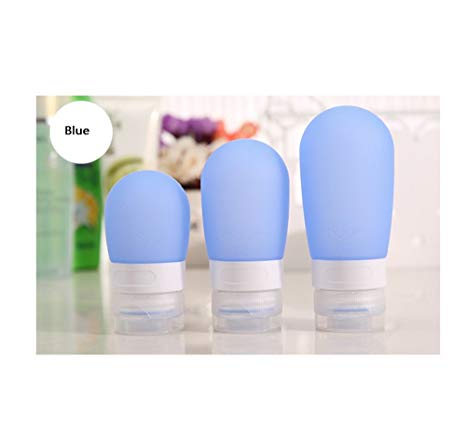 Mocase Portable Travel Containers 3 Silicone Bottles Set (S,M,L) (Blue)